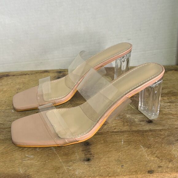 Dream Pairs Womens Clear Strap Transparent Block Heel Sandals Size 38 - Picture 1 of 8